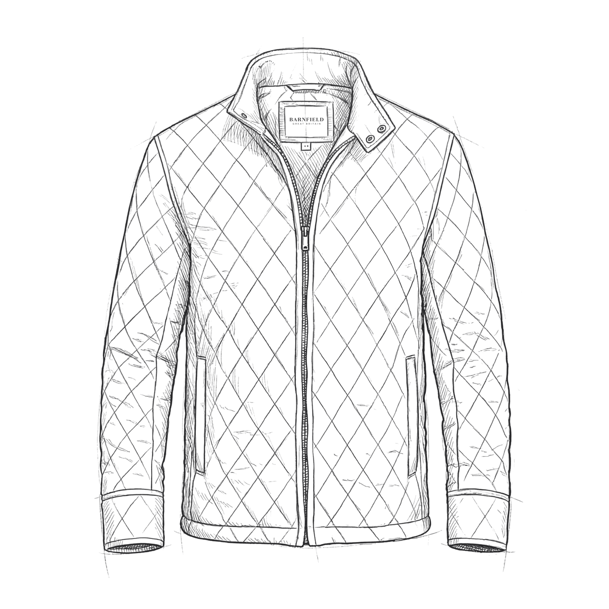 Pencil sketch of a quilted jacket